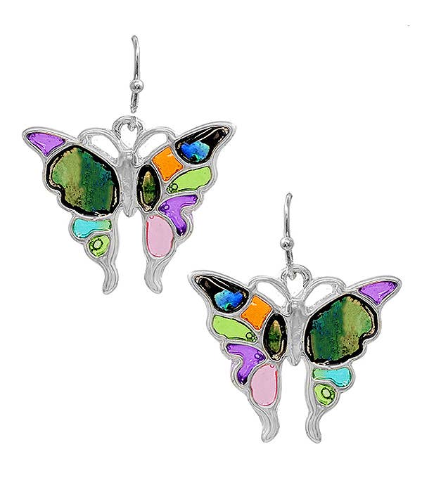 GARDEN THEME  MOSAIC EARRING - BUTTERFLY - A941SMT-52912