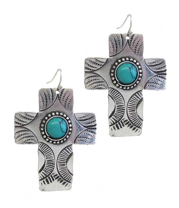 WESTERN STYLE TURQUOISE EARRING - A945ASTQ-51101