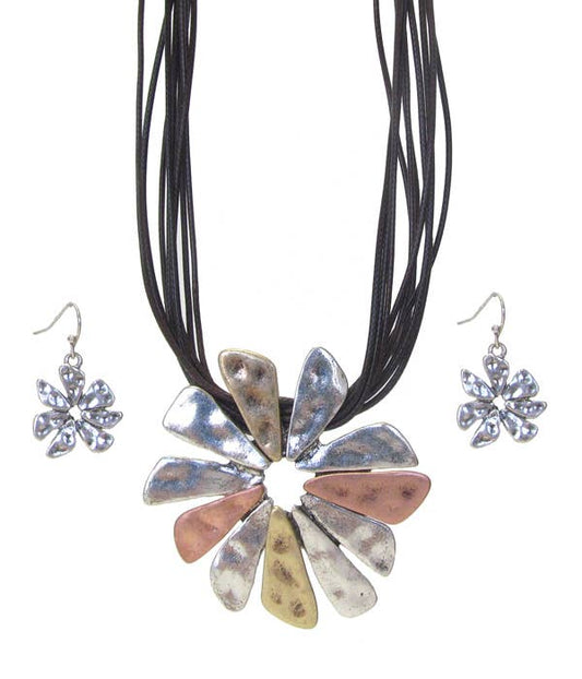 FLOWER PENDANT   NECKLACE SET- I1249MTBBR-42117