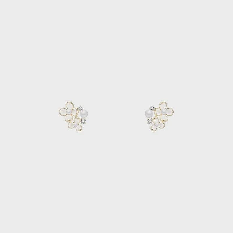 Pearl Flower Alloy Ear Studs