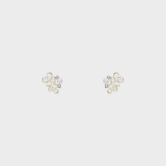 Pearl Flower Alloy Ear Studs