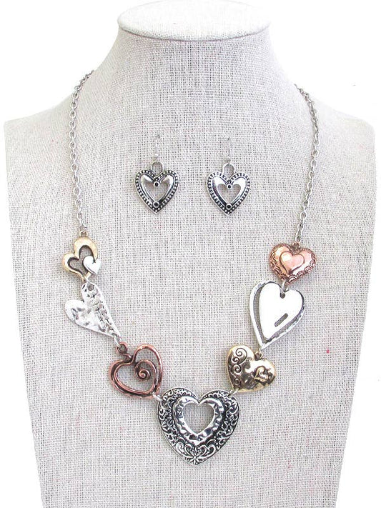 SHAPE HEART  NECKLACE SET- I1261MTB-62112