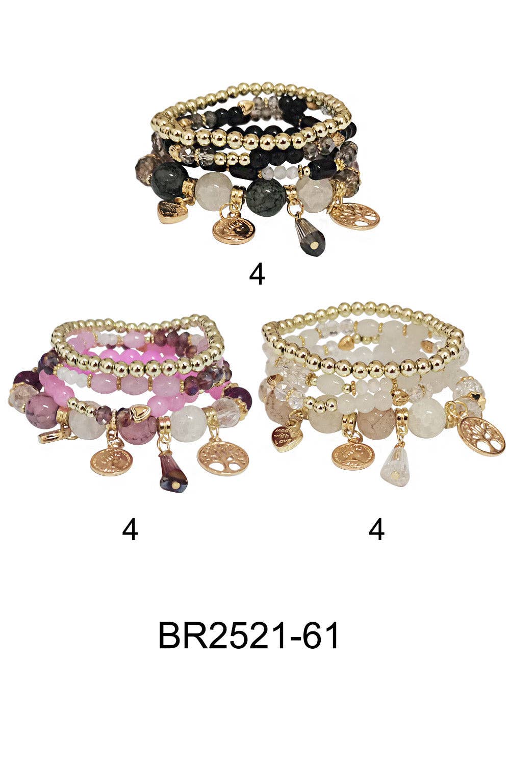 TREE CHARM BALL BRACELET 2521-61 (12PC): ASSORTED