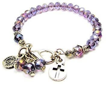 Cutout Cross Circle Splash of Color Crystal Bracelet