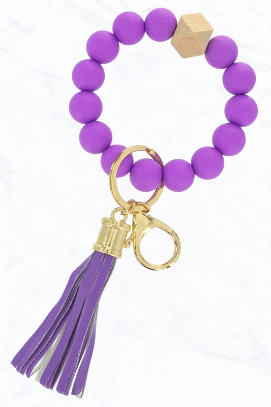 Color Silicone Beaded Key Ring Keychain