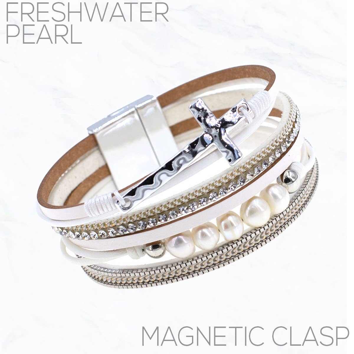 Cross FWP Leather Magnetic Clasp Bracelet