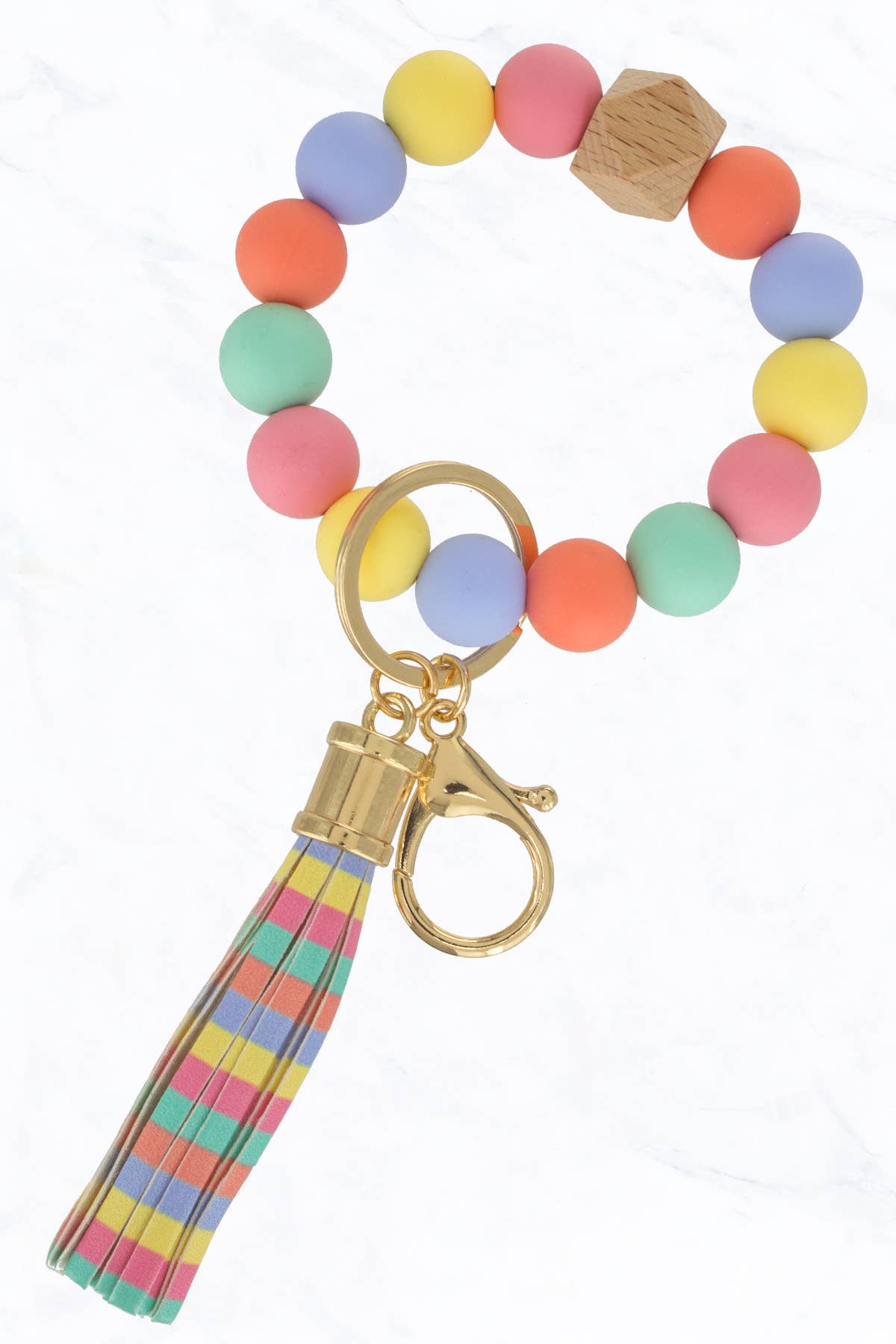 Color Silicone Beaded Key Ring Keychain