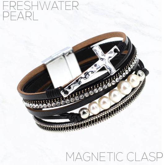 Cross FWP Leather Magnetic Clasp Bracelet