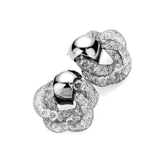 Brynn Knotted Stardust Door Knocker Mesh & Stones Stud Earrings