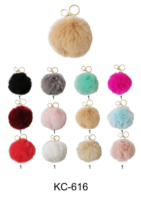 POM POM KEY CHAIN 616 (12PC): ASSORTED