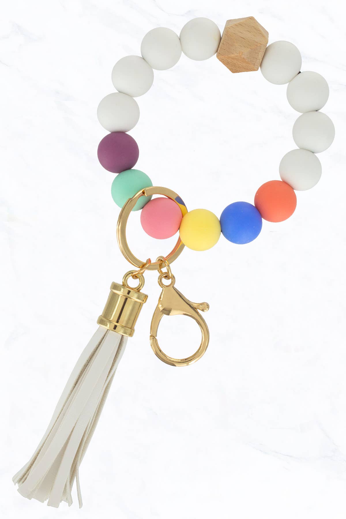 Color Silicone Beaded Key Ring Keychain