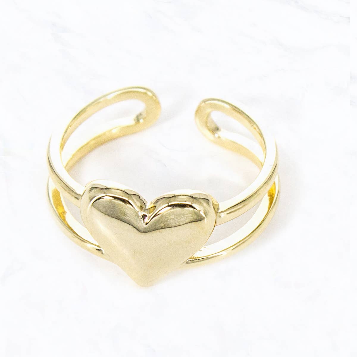 Metal Heart Double Band Ring