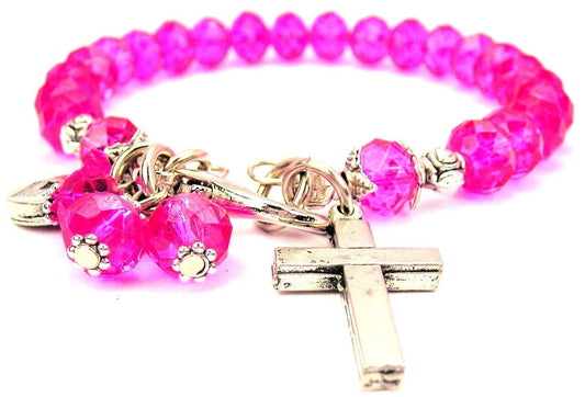 Holy Cross Splash Of Color Crystal Bracelet light blue